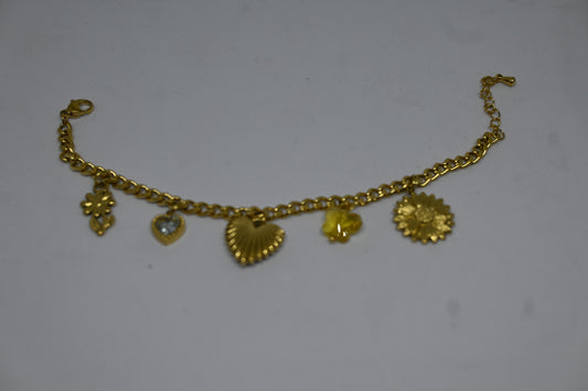 Flower Heart Charm Bracelet