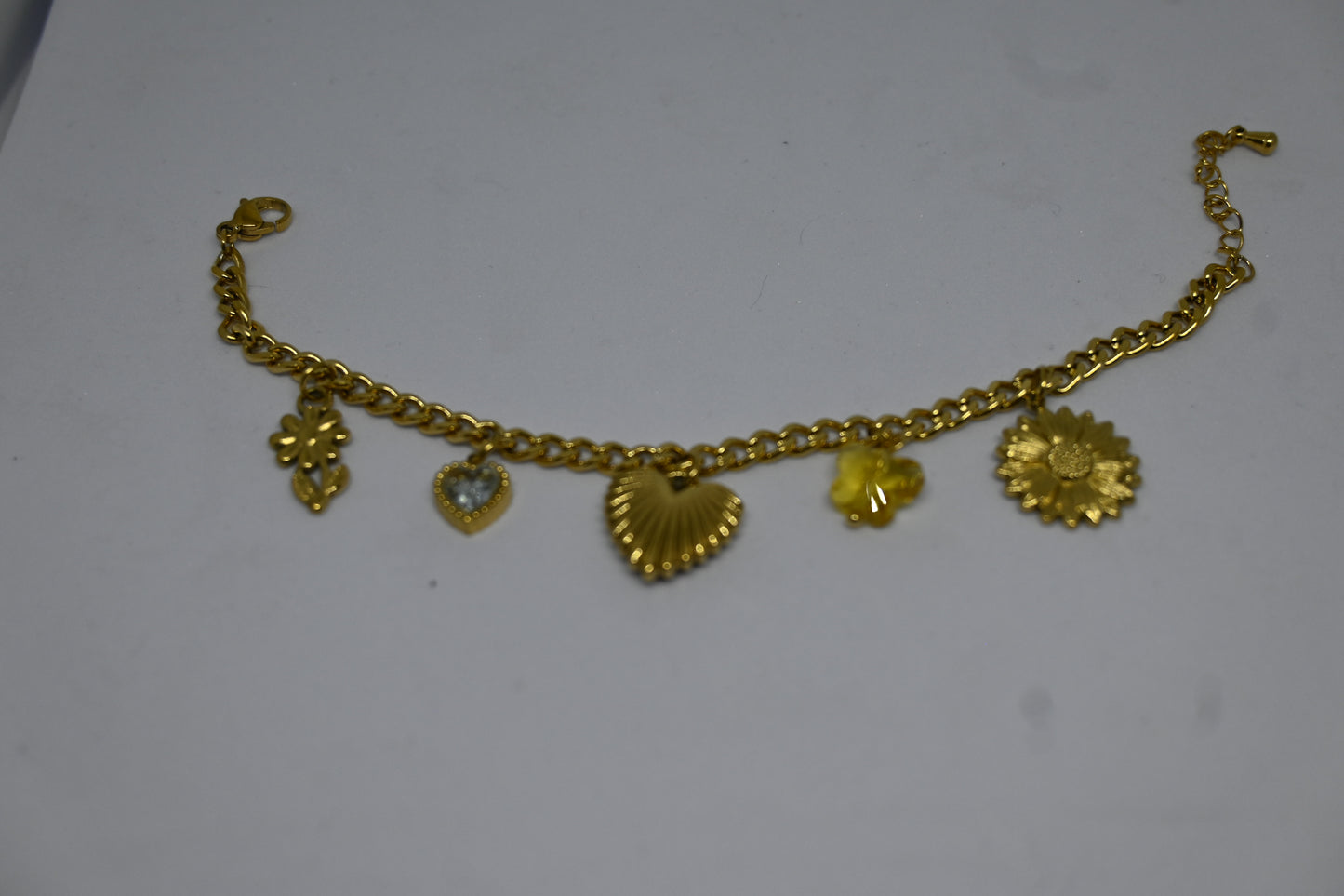 Flower Heart Charm Bracelet