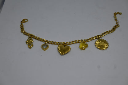 Flower Heart Charm Bracelet