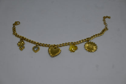 Flower Heart Charm Bracelet