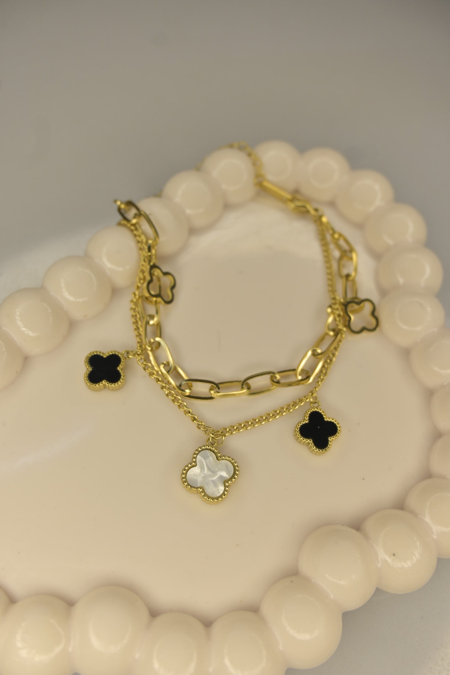 Paperclip & Drop Charm Bracelet